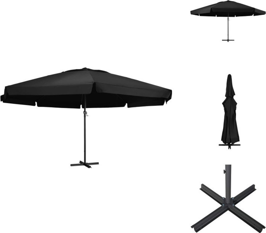 vidaXL Sonnenschirm mit Aluminium-Mast 500 cm Schwarz - Sonnenschirme & Sonnenschutze