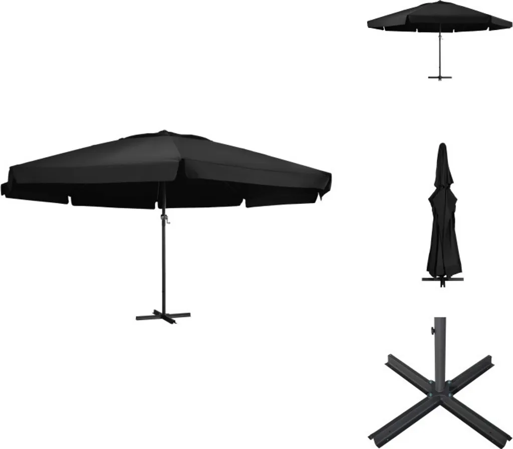 Parasol 5m pour Réception Extérieure - Ombre Large Noir et Aluminium Chic