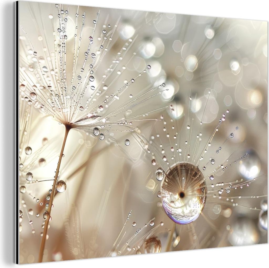 MuchoWow Wanddekoration Metall Metallbild Wandkunst 40x30 cm Natur - Blumen - Tropfen - Regen MuchoWow Aluminium Gemälde - Dekoration Wohnzimmer