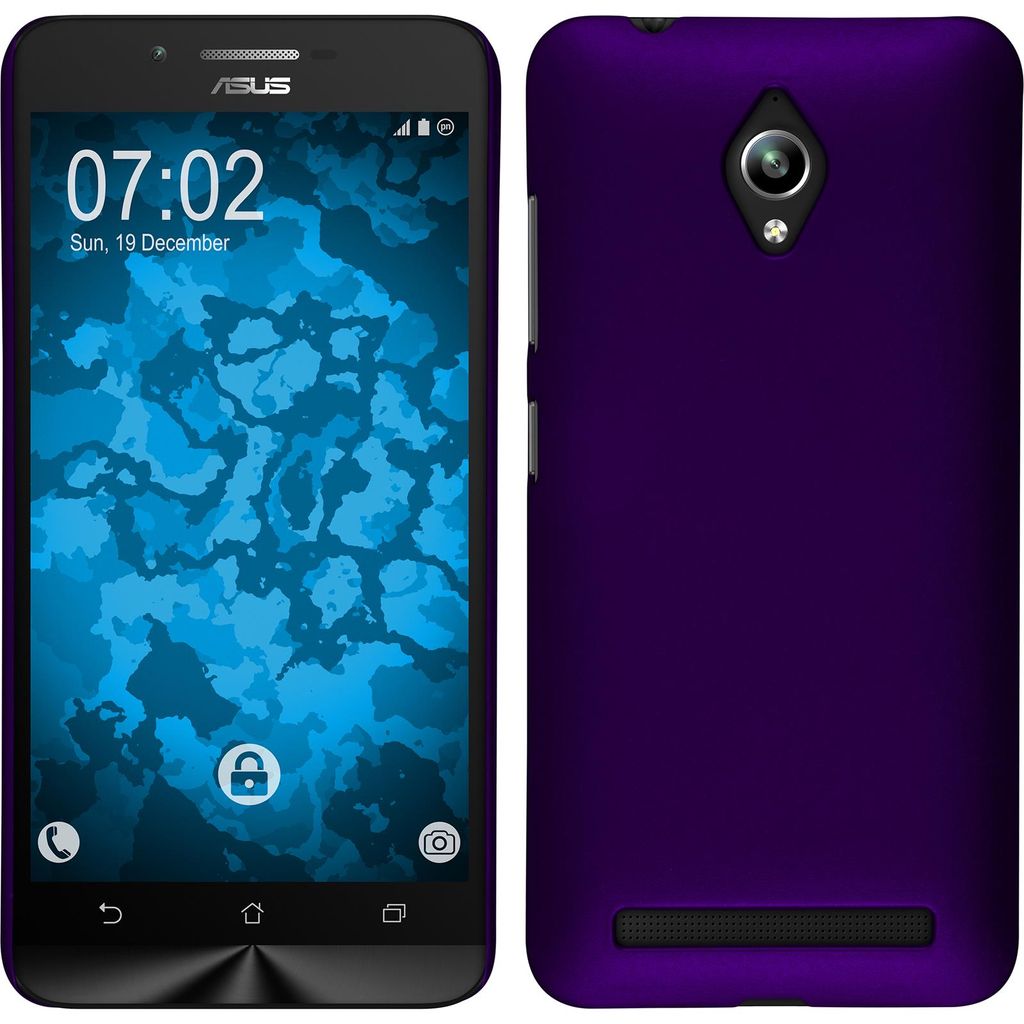PhoneNatic Case kompatibel mit Asus Zenfone Go (ZC500TG) - Hülle lila gummiert Hard-case + 2 Schutzfolien