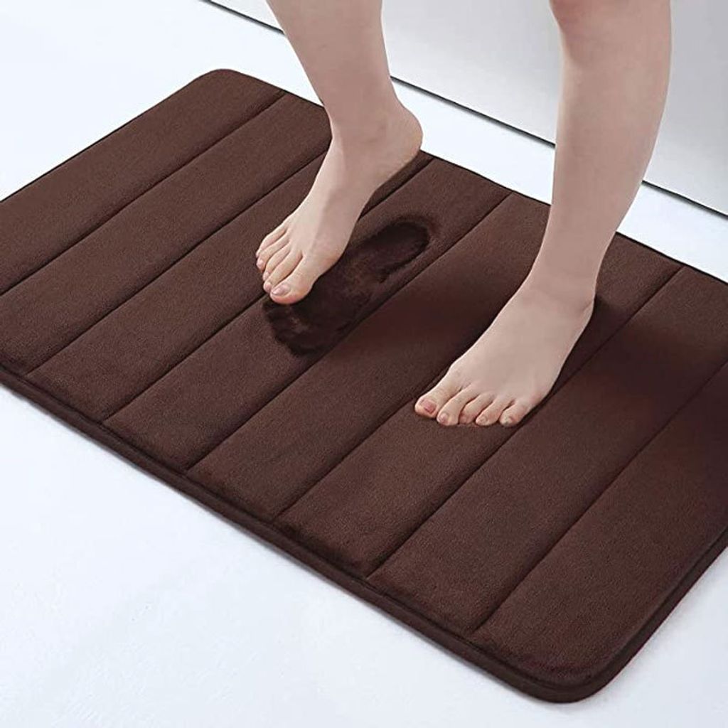 MODFU Badteppich Waschbar 50x80cm rutschfest Badematten-Set Badvorleger und WC Teppich für Badezimmer, Braun