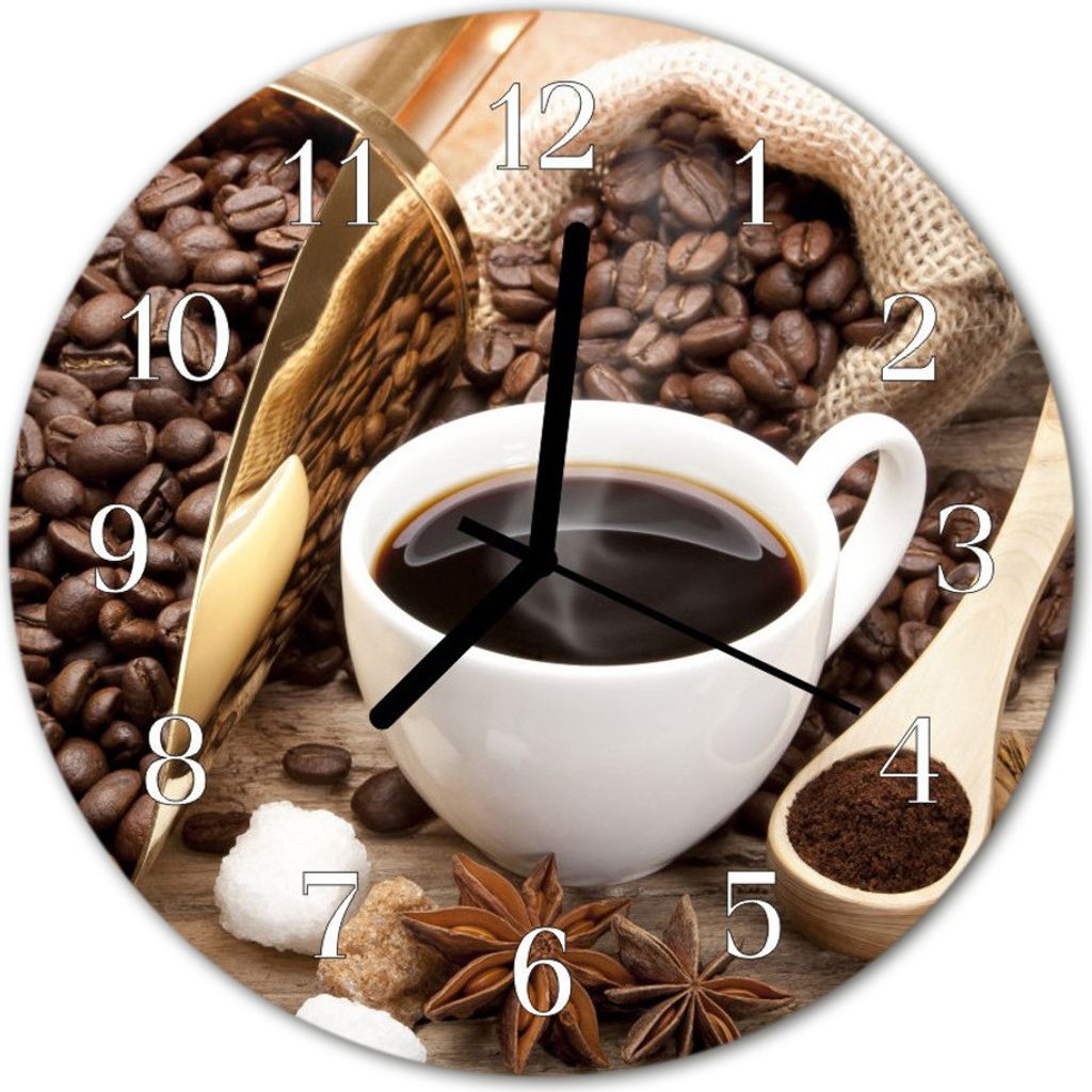 Glasuhr Wanduhr Küchenuhr Echt-Glas 30fi cm Kaffee braun