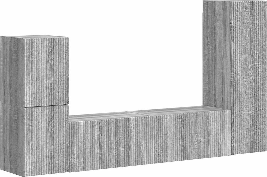 TV-Schrankset Wandmontiert 4 pcs Graues Sonoma Holzwerkstoff