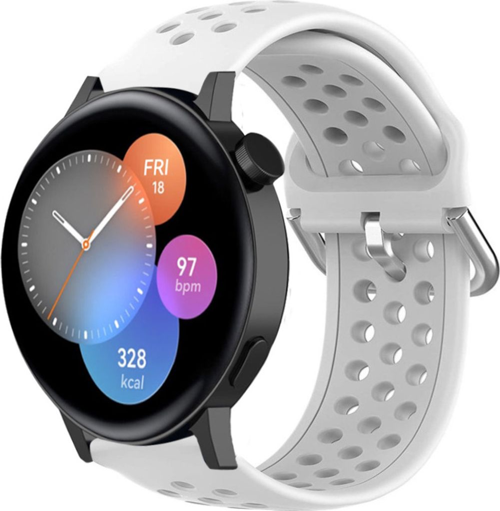 Strap-it Huawei Watch GT 3 42mm Silikonarmband mit Löchern (Weiß)
