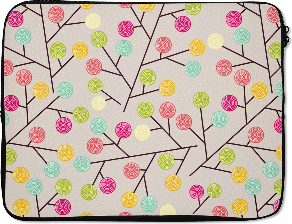 MuchoWow Laptop Hülle 17 Zoll Laptoptasche Mädchen - Lutschbonbon - Baum - Muster - Mädchen - Rosa - Kinder - Kind - Zipper - Schutzabdeckung