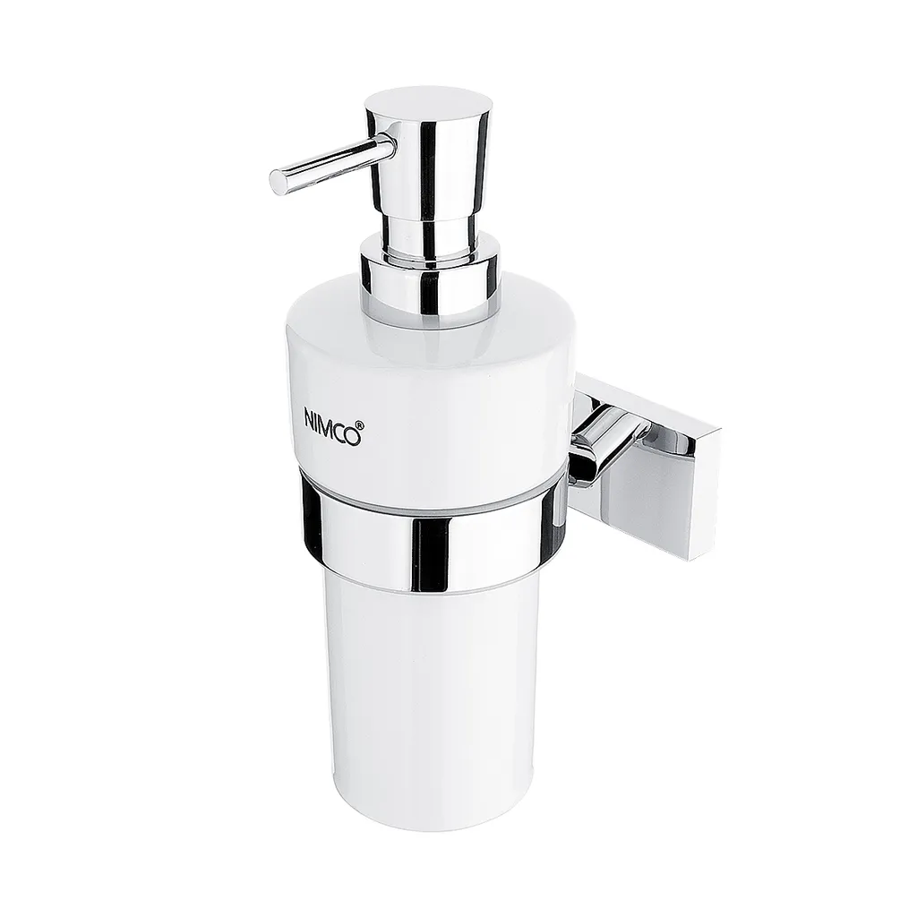 Nimco Keira - Distributore di sapone in Vetroceramica con supporto, bianco/cromo KE 22031KN-T-26