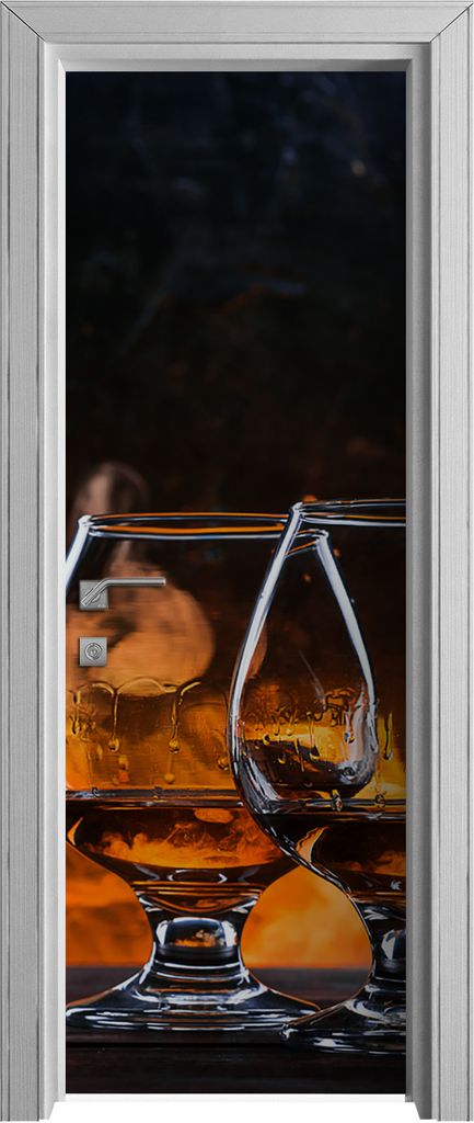 Tür Selbstklebende 70x210 cm Türfolie Türtapete Klebefolie - Whisky Glas