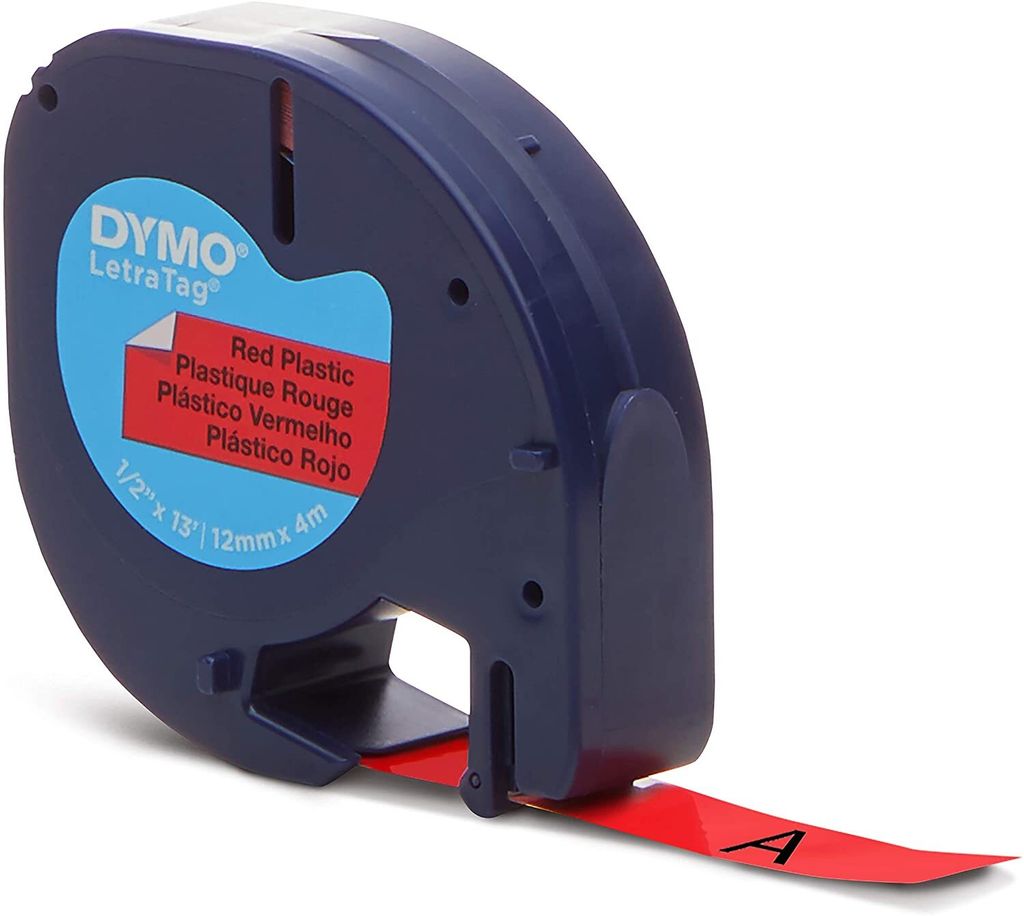 DYMO LetraTag étiquettes ruban 12 mm x 4 m plastique rouge Image du produit 