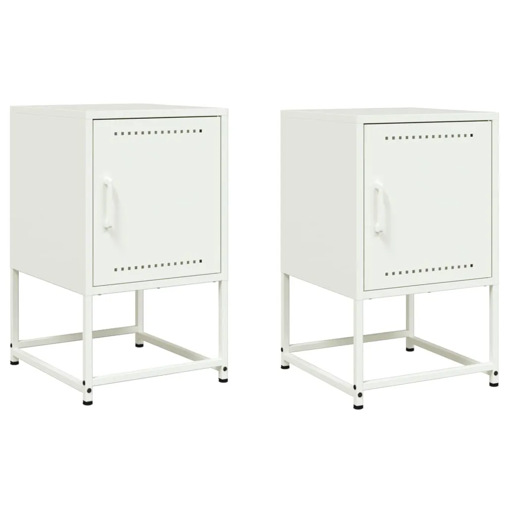 Tables de nuit pour petite chambre lot de 2 Blanc Acier gain de place