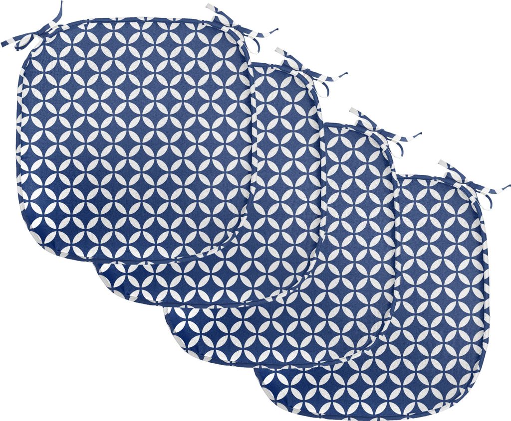 ABAKUHAUS Marine Polster für Esszimmerstühle, Alte Runden Oval, Dekoratives wasserfestes Kissen mit Riemen für Küchensitze, 40 cm x 40 cm-4er P...