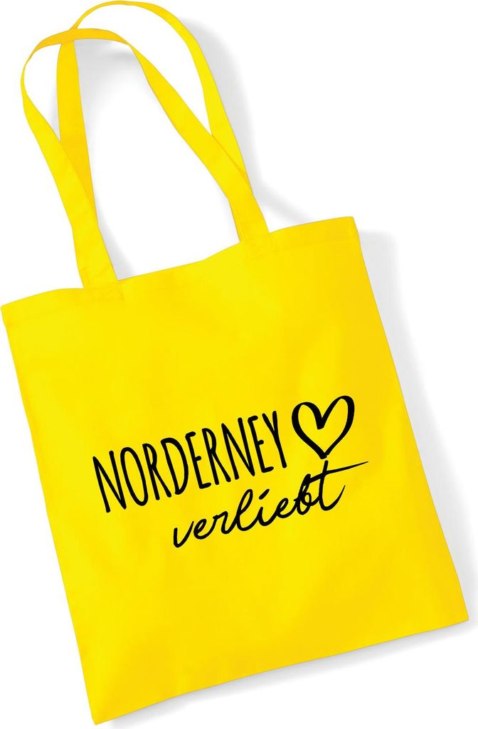 Huuraa Jutebeutel Norderney verliebt 10 Liter Yellow Baumwolle Tasche Geschenkidee