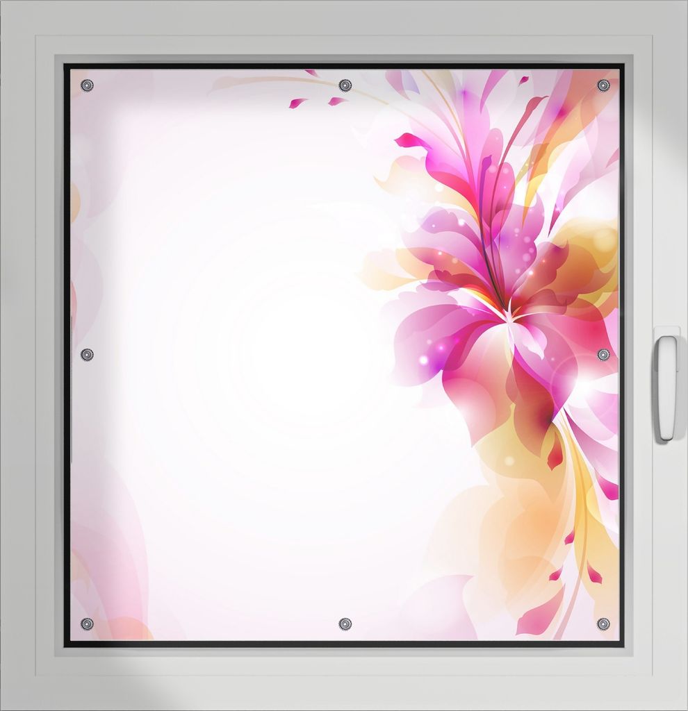 Wallario Lichtschutzbild, Dekorativer Sichtschutz Sonnenschutz 96 x 100 cm mit Motiv: Pinkes Blumenbuket - Verdunklung ohne Bohren