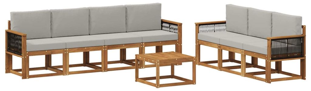 vidaXL Outdoor-Sofagarnitur mit Kissen 7 pcs Natürlich und Hellgrau