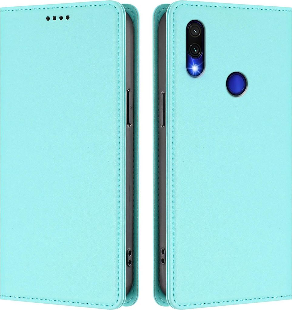 Handyhülle für Xiaomi Redmi Note 7/Note 7 Pro, Kunstleder Klapphülle Stoßfeste Magnetische Hülle mit Ständer Türkis