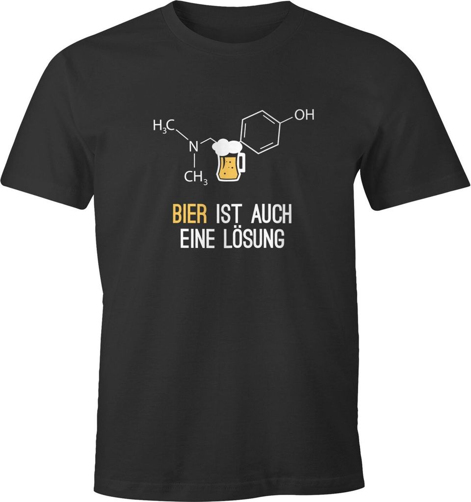 Herren T-Shirt Bier ist auch eine Lösung Spruch Fun-Shirt Moonworks anthrazit XL
