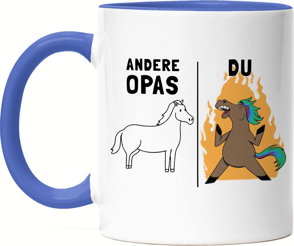 Andere Opas Du Tasse Blau Einhorn Pferd Feuer Dankeschön Geschenkidee Lustig Humor