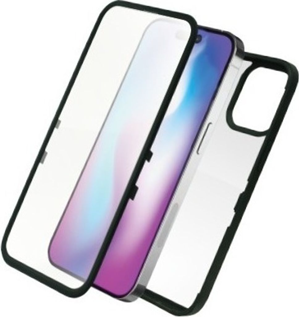 Tiger, 360° Hülle für iPhone 14 Pro aus gehärtetem Glas, widerstandsfähig, Transparent