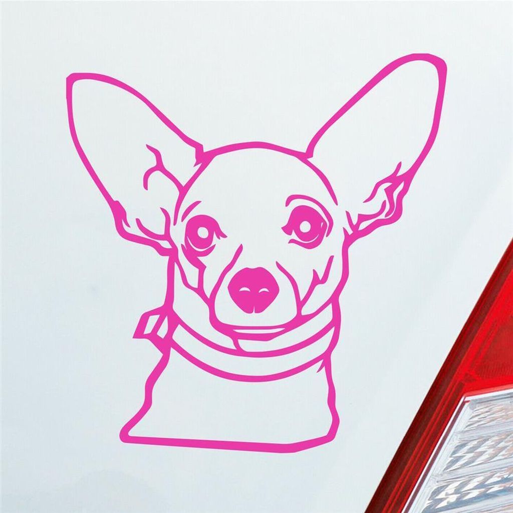 Auto Aufkleber Chihuahua Hund Dog Animal Tier Car 10x10 cm Pink Sticker Heckscheibenaufkleber