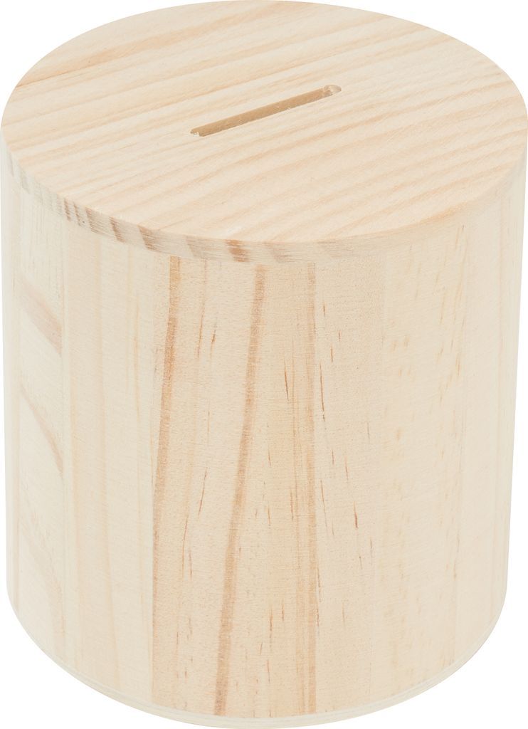 Rico Design Holz Spardose 10 cm Durchmesser 10 cm Höhe Sparschwein Sparbox