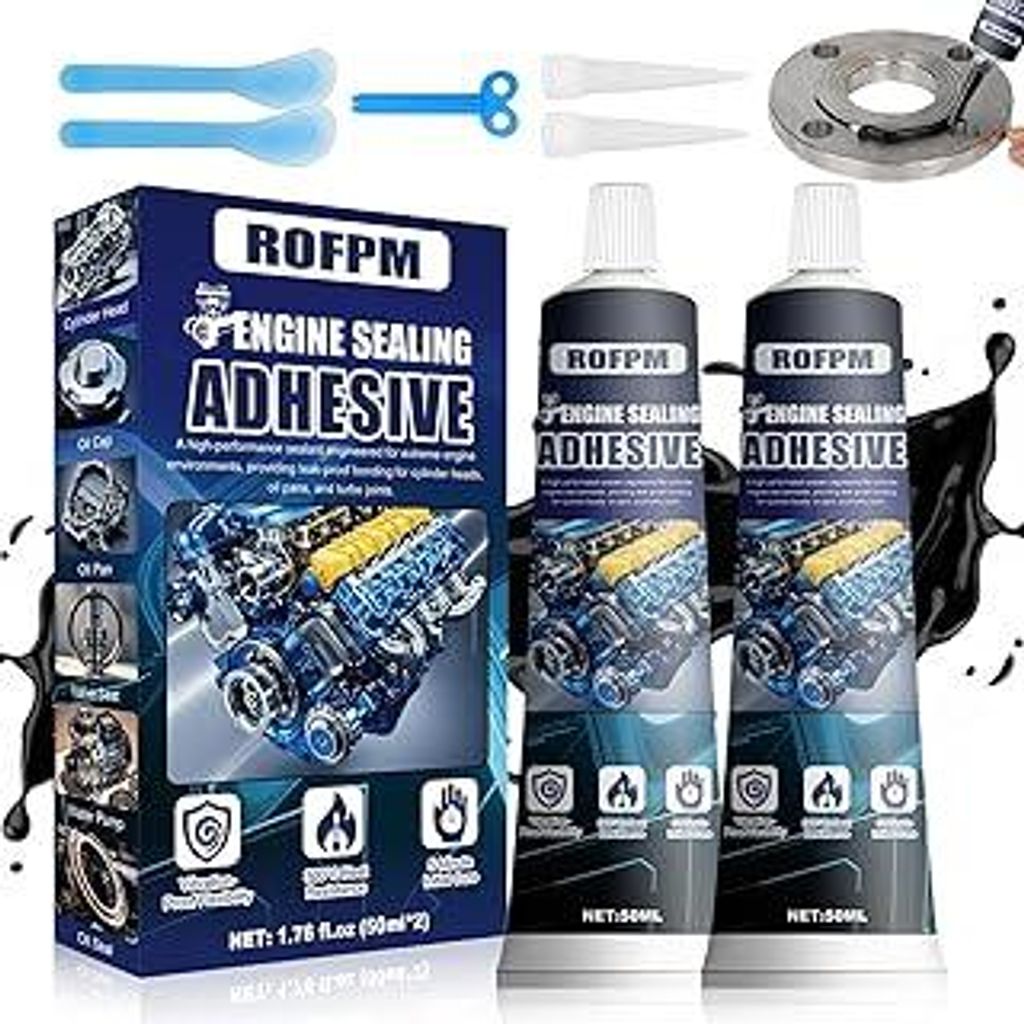 2 * 50ML Dichtmasse Motor Schwarz, Hitze und Ölbeständig, +300°C Hochtemperatur Silikon Reparatur Dichtung, Zylinderkopfdichtung Dichtmittel, Fl...