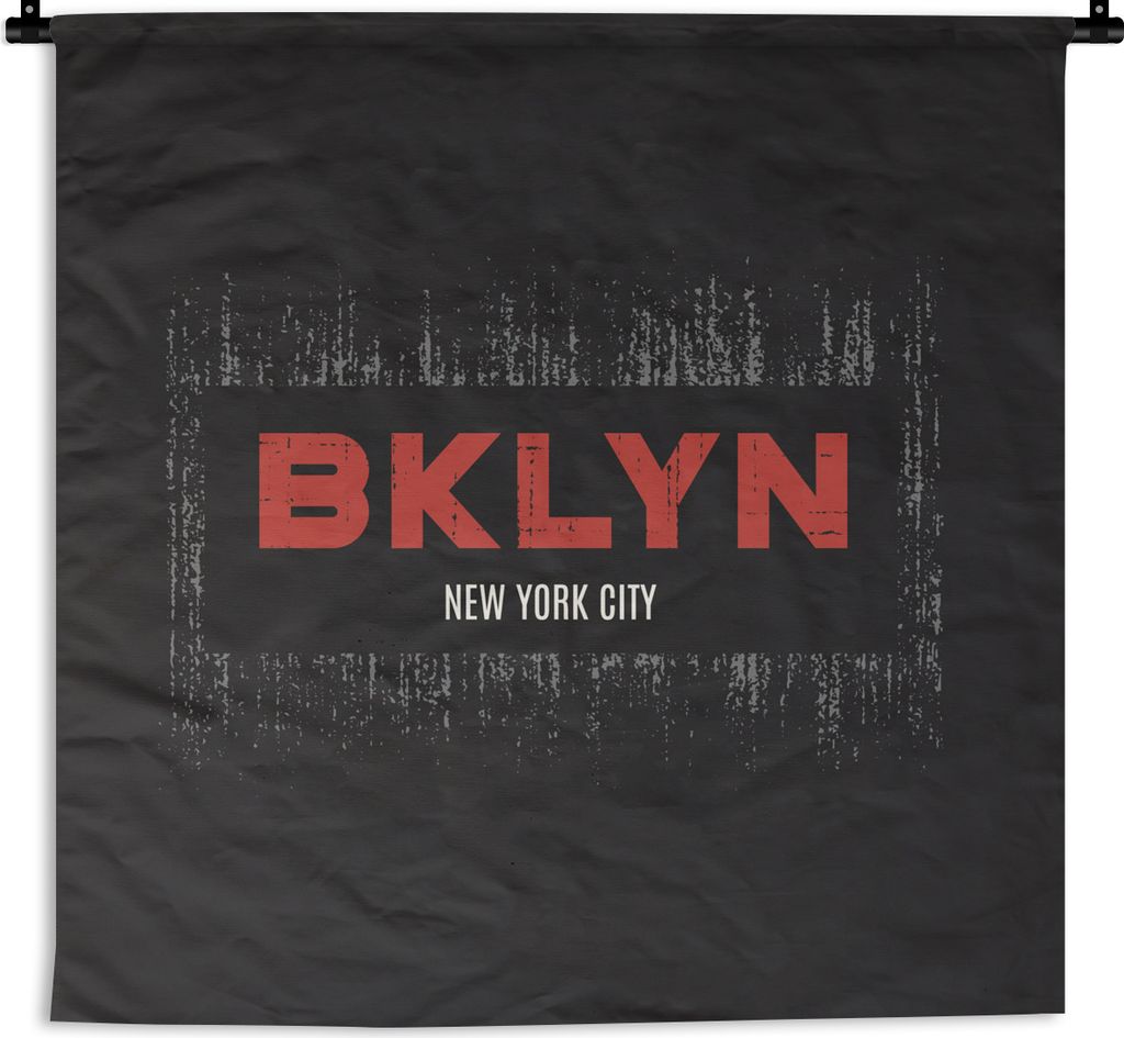 MuchoWow Wandteppich Wandbehang New York - Brooklyn - Rot 150x150 cm Tapisserie Dekoration Wandtuch - Wohnaccessoires - Modernes