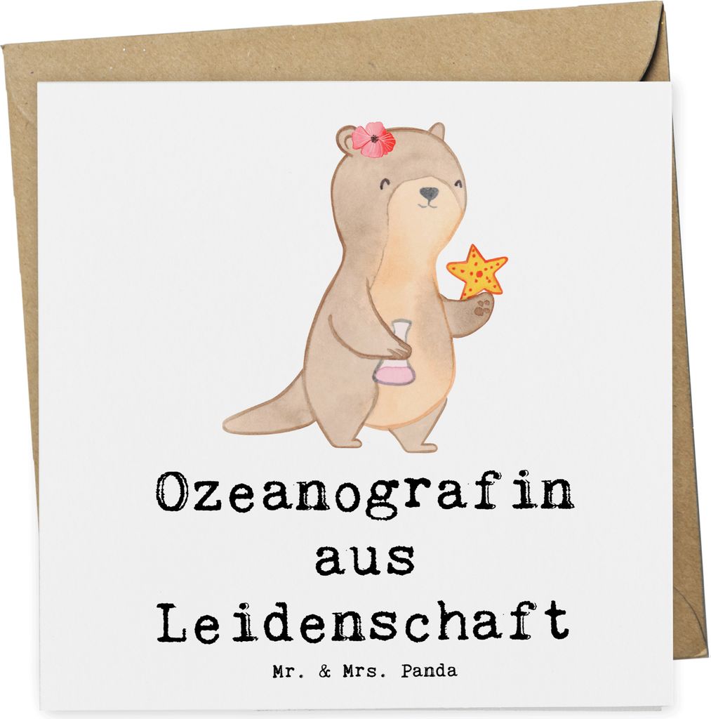 Mr. & Mrs. Panda Glückwunschkarte Ozeanografin Leidenschaft - Weiß - Geschenk, Klappkarte, Grußkarte, Lustig, Spruch, doppelkarte, faltkarte, St...