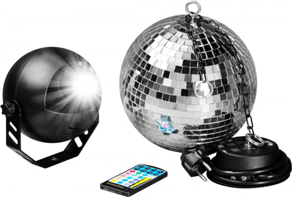 7even LED Spiegelkugelset 30cm mit Fernbedienung / Party Keller Disco Disko Kugel Motor Farbige LED