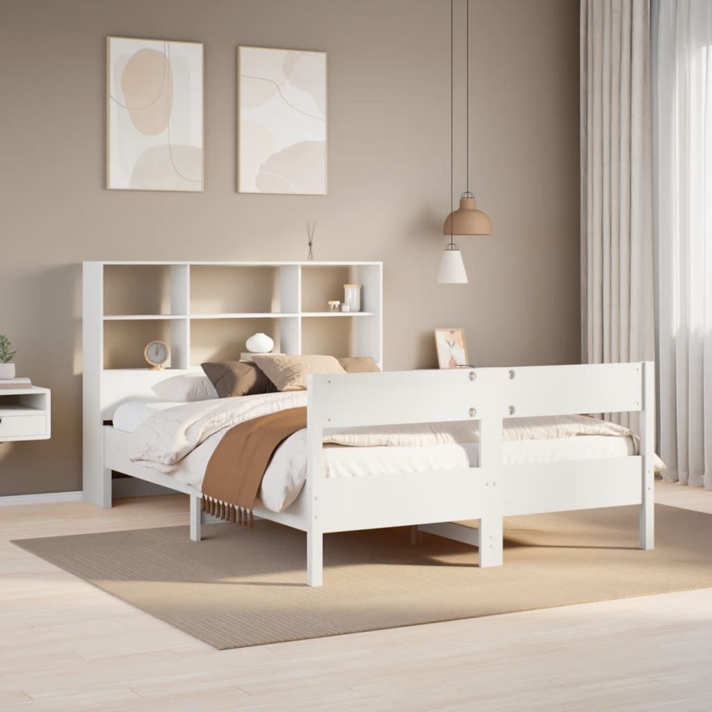Maison Exclusive - Massivholzbett mit Regal ohne Matratze Weiß 120x200 cm Kiefer