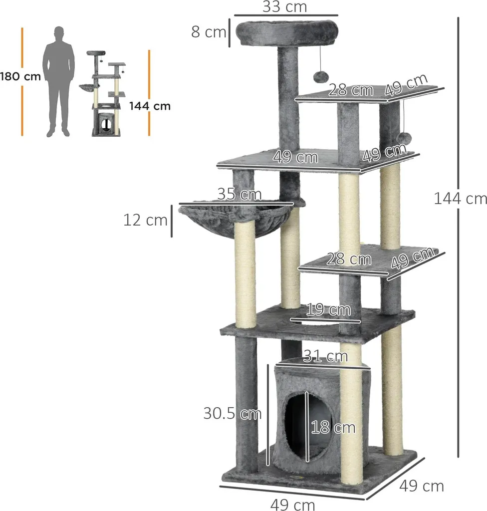 Arbre à chat 144 cm : la solution anti-griffures pour vos meubles