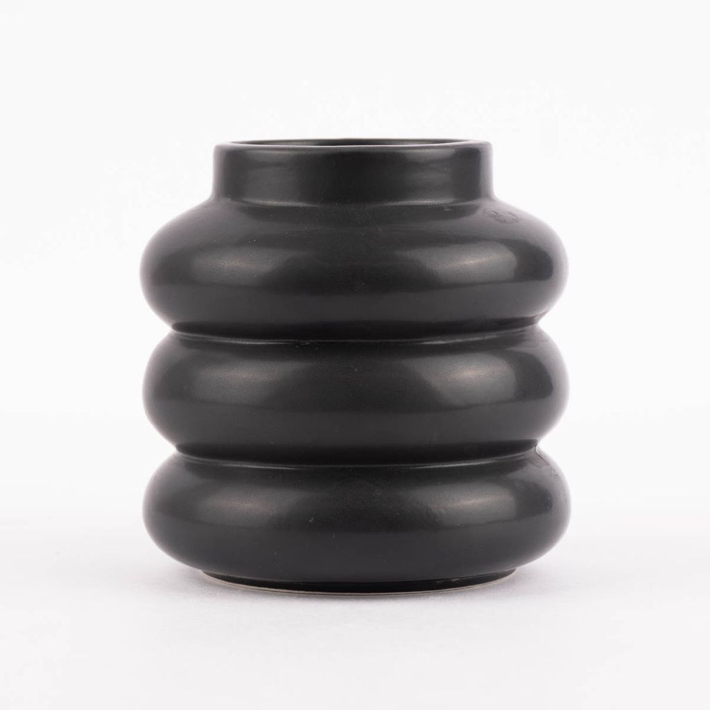 Vase abstrakt Wellen Keramik anthrazit 11x11cm