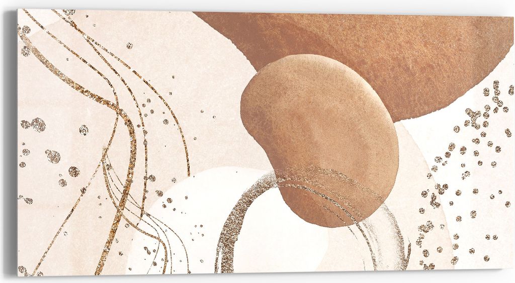 DEQORI Glasbild Echtglas 60x30 cm 'Erdfarbene Eleganz' Wandbild Bild modern Deko