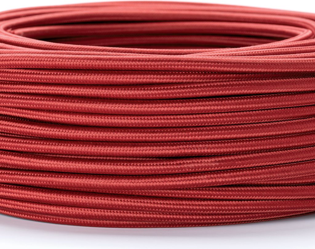 Textilkabel Lampenkabel YML 3-adrig, (3x 0,75mm) Elektrisches Kabel Textil ummantelt mit Erdleiter für Leuchten Lampen, Bordeaux, 1m