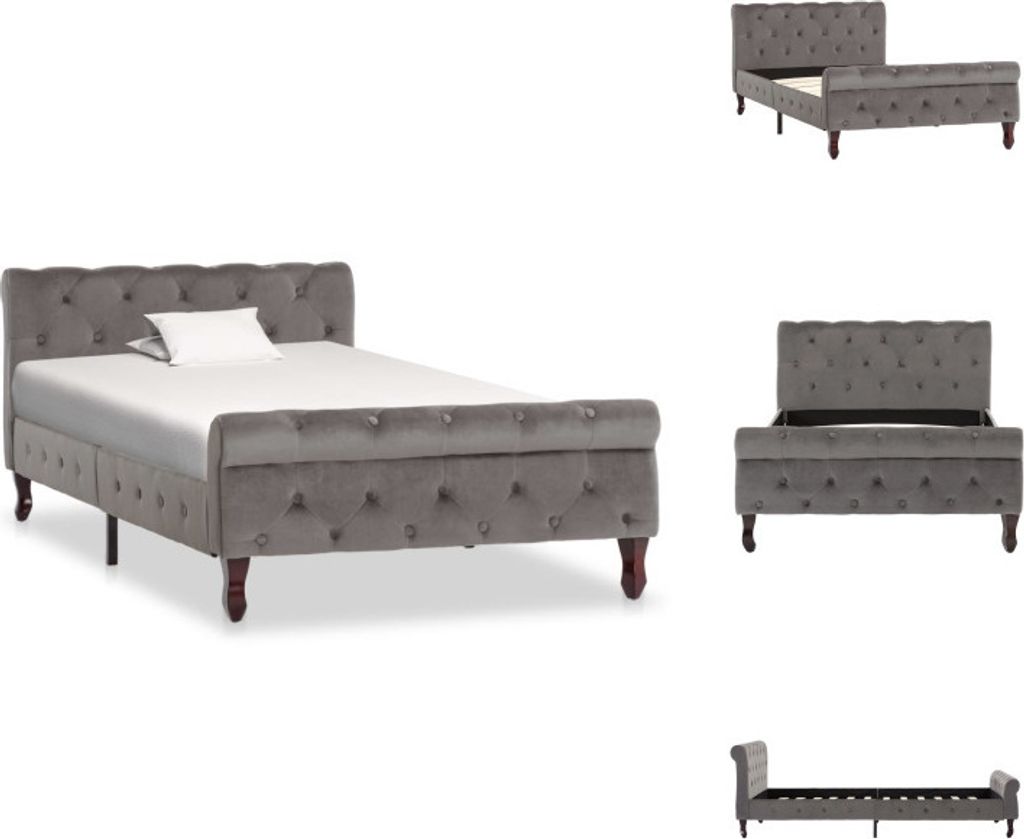 vidaXL Bettgestell Grau Samt 100 x 200 cm - Betten & Bettgestelle