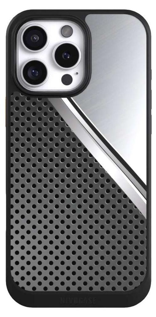 NIVOCASE Hülle für Apple iPhone 16 Pro Max Handyhülle NIVOcore Case Schwarz Carbon Metall Stahl