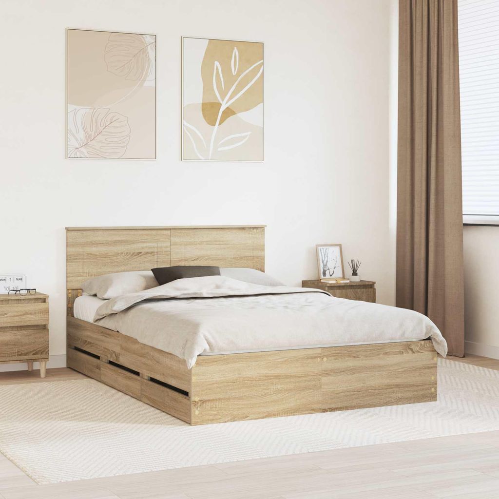 Maison Exclusive - Bettrahmen Sonoma-Eiche 140 x 190 cm Ingenieurs Holz