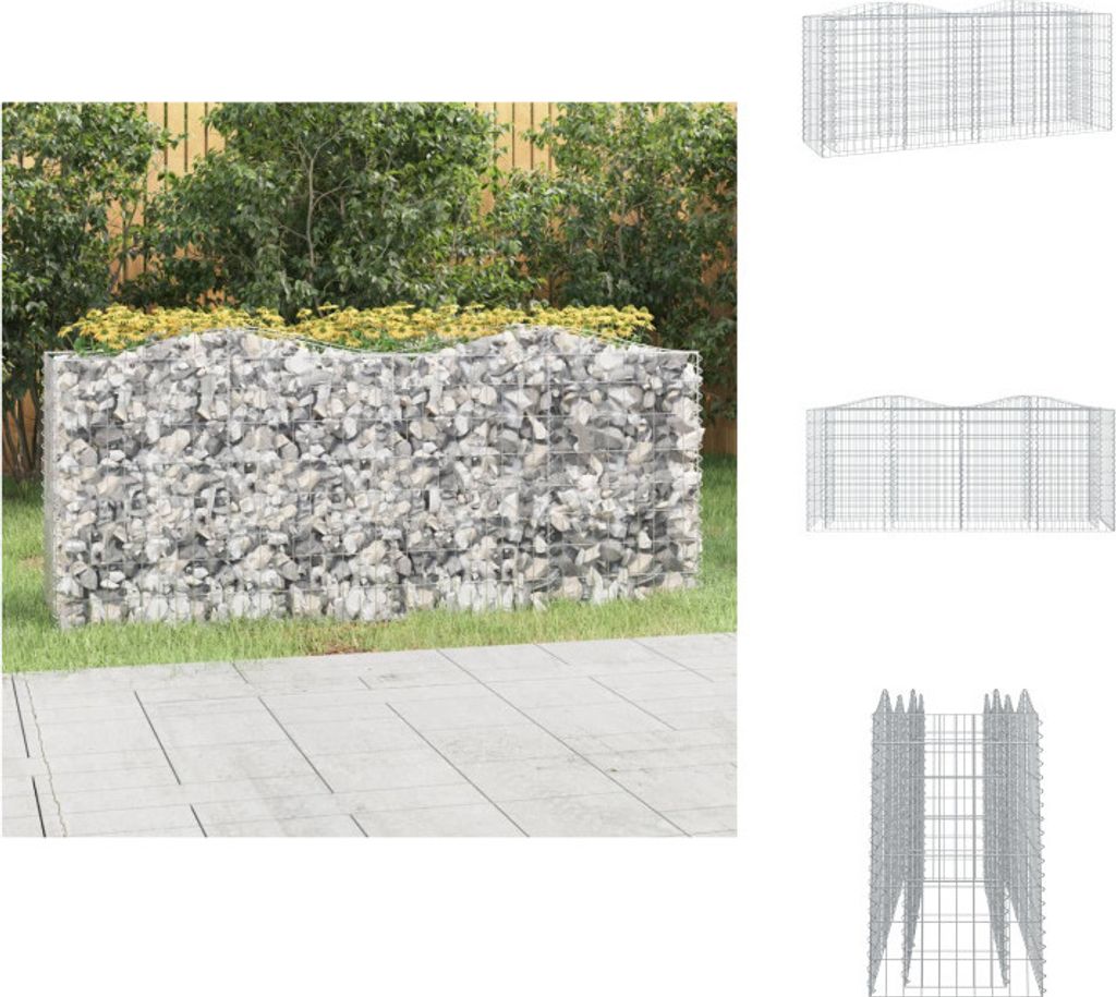 vidaXL Gabionen-Hochbeet mit Hochbogen 200x50x100 cm Verzinktes Eisen - Blumentöpfe & Pflanzgefäße