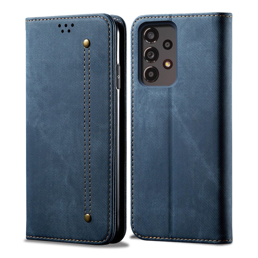 Hülle für Samsung Galaxy A24 4G Leder Brieftasche Flip Bookstyle Schutzhülle mit Standfunktion Blau