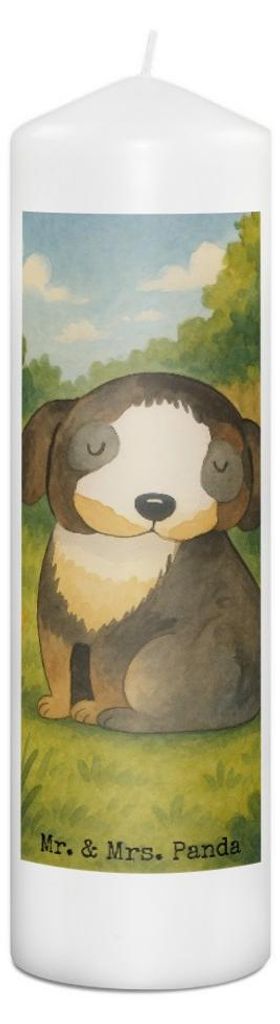 Mr. & Mrs. Panda Kerze Hund Entspannen Design 29 x 8 cm XL - Weiß - Geschenk, Erinnerungskerze, Liebe, Sprüche, Entspannt, Wachskerze, Flauschig,...