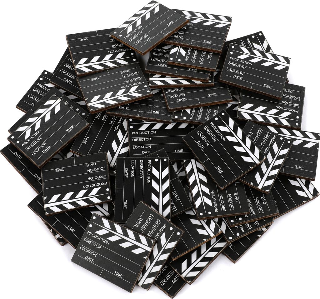 FunX Holz Filmklappen Streudeko 48er Set - Kino Tischdeko Produktbild 