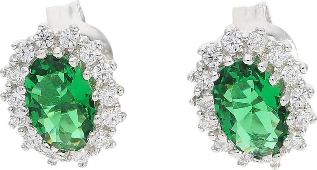 Ohrstecker Damen 925 Silber Zirkonia grün JL10-06-3119