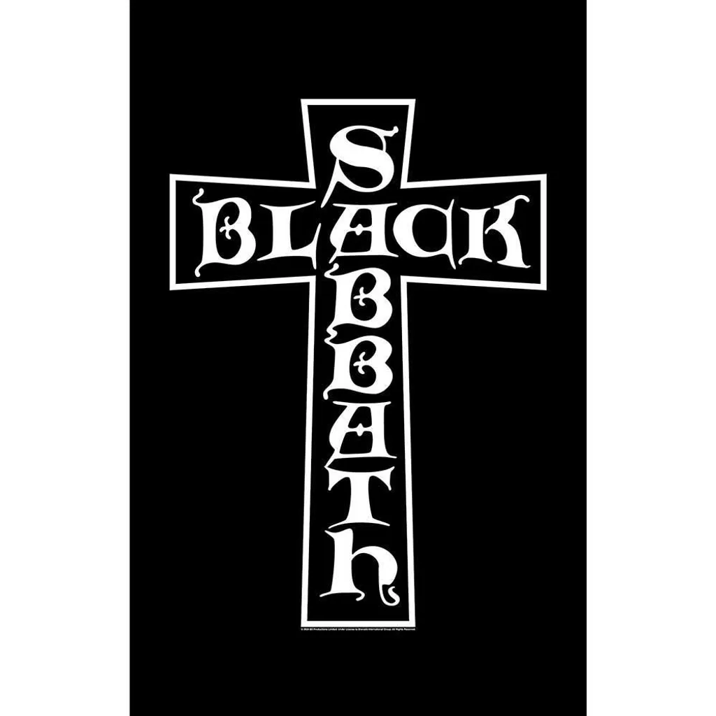 Poster Textile Black Sabbath Croix RO11512 - Déco Durable Noir et Blanc