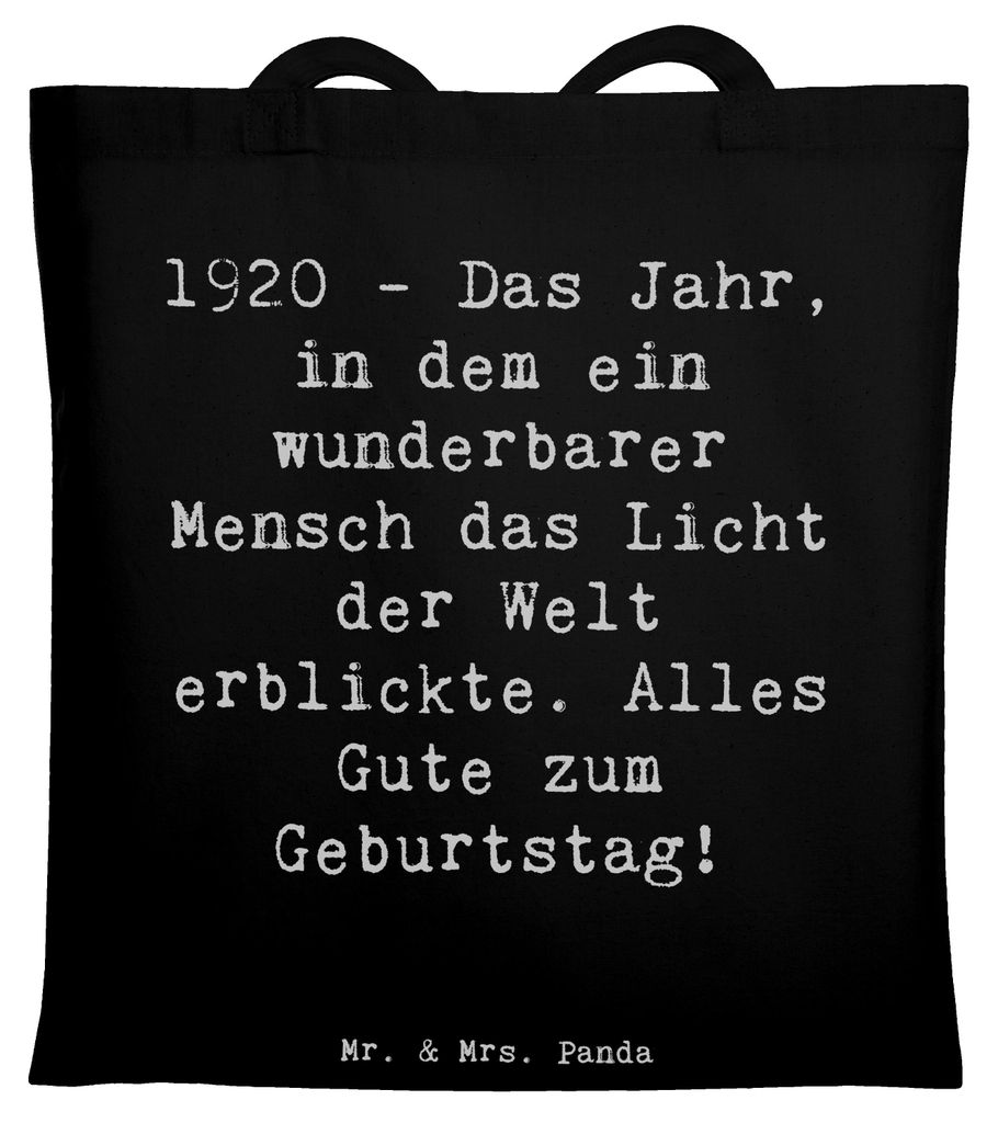 Mr. & Mrs. Panda Shopping Tasche Spruch 1920 Geburtstag - Schwarz - Geschenk, handgefertigtes, Glückwunsch, Schultasche, besondere Person, Geburts...