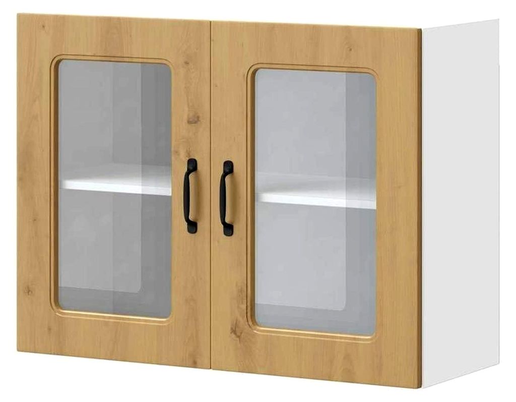 Küchen-Hängeschrank mit Glastür - Artisan-Eiche Holzwerkstoff - Moderner Küchenschrank für Küchenzeilen oder Wohnküchen - Platzsparend und l...