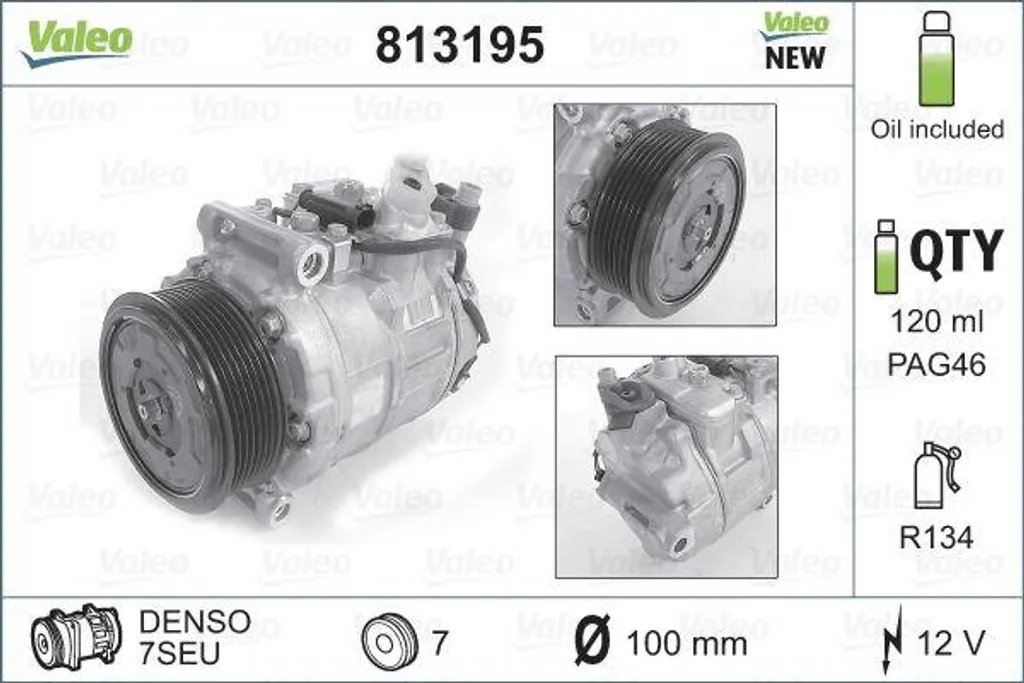 Compresseur de Climatisation Valeo 813195 Haute Performance OE 00023091