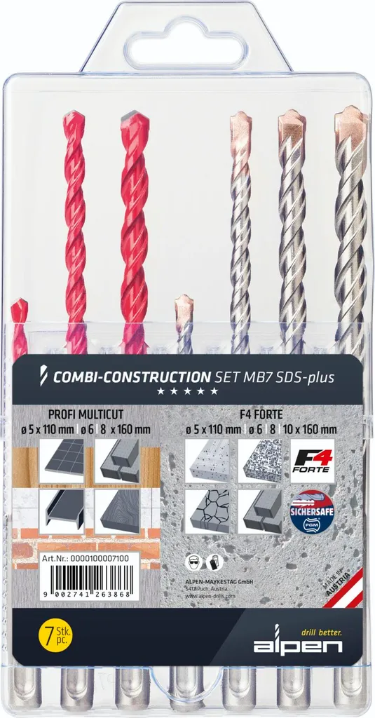 Foret Alpen Combi SDS-plus M B7 pour perçage rapide sans blocage