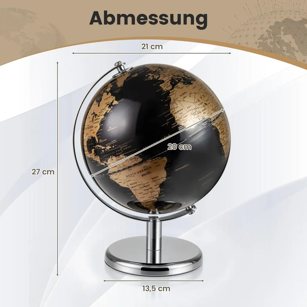 Mappemonde décorative noire en métal 20 cm - Objet design de bureau