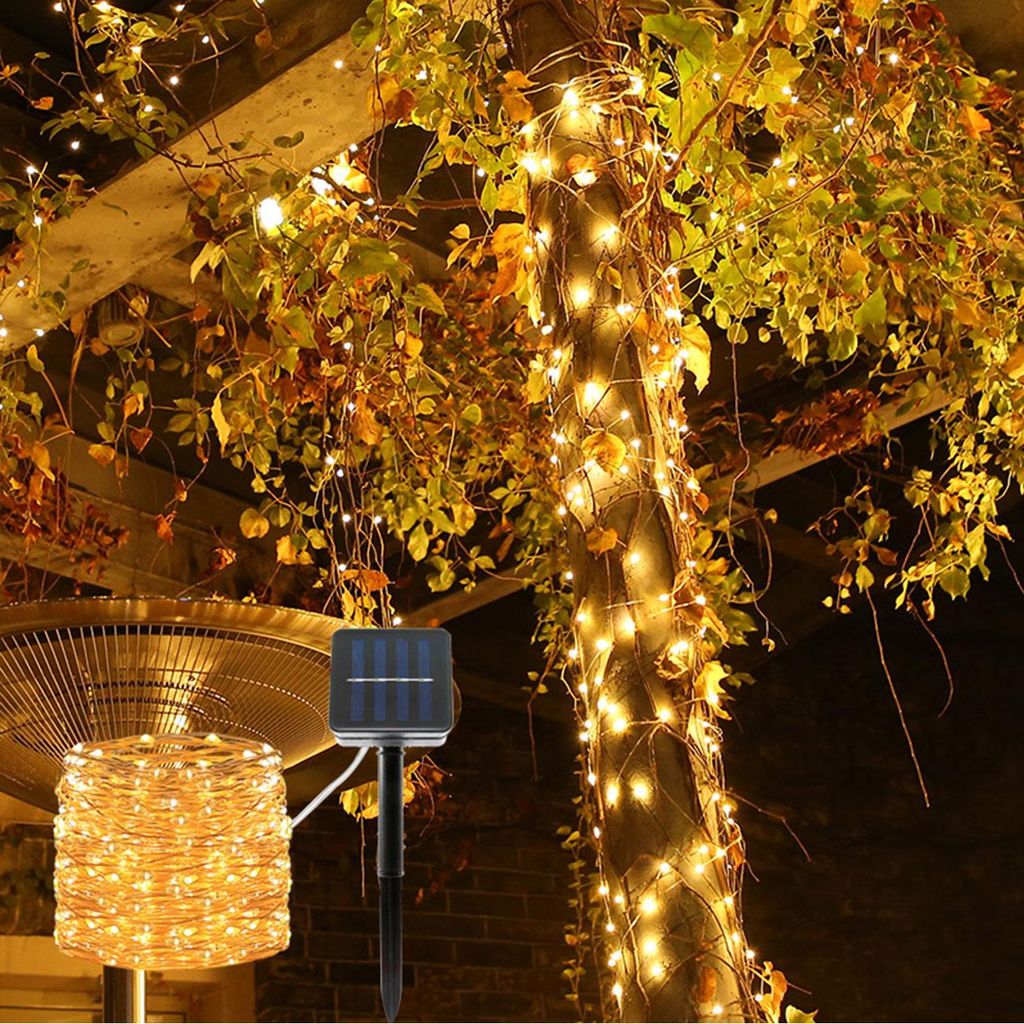 Solar Kupferdraht Lichterkette 22m, 200 warmweisse LEDs, Produktbild 