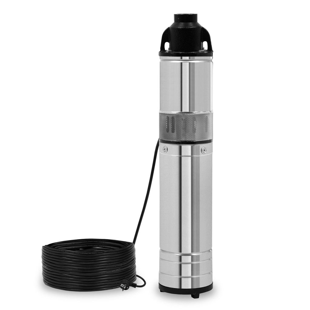 EBERTH 4" Tiefbrunnenpumpe Brunnenpumpe aus rostfreiem Edelstahl, Elektrisch 370W, Durchmesser 4 Zoll (10cm), Anschlussgewinde 1 1/2 Zoll