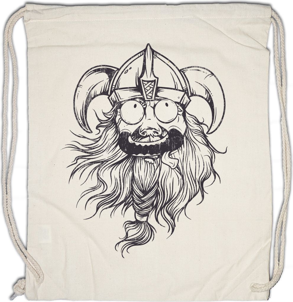 Urban Backwoods Comic Viking Face, Turnbeutel, Farbe: Beige