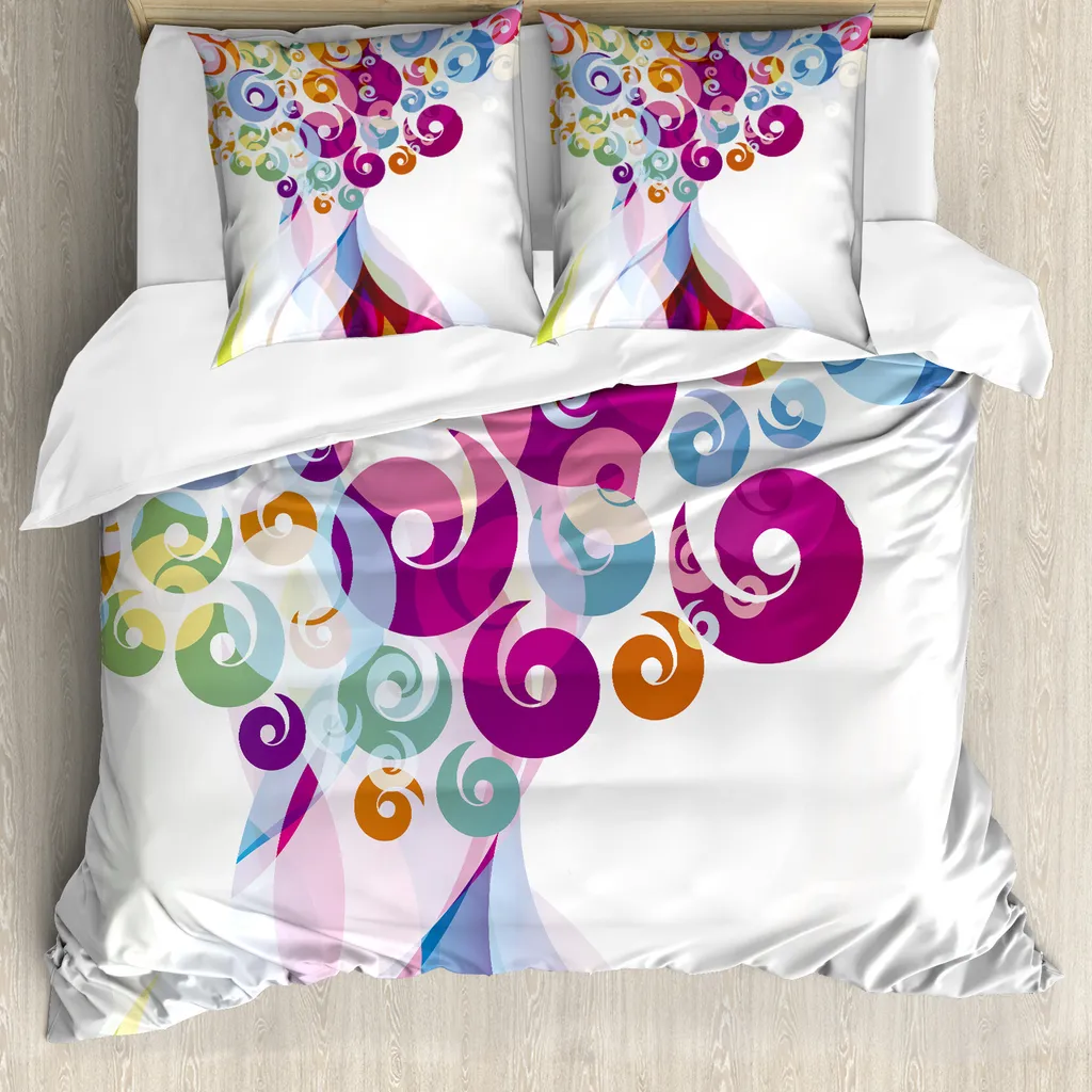 Copripiumino ABAKUHAUS 155x220 Fiamme Colorate | Set Antiacaro Moderno